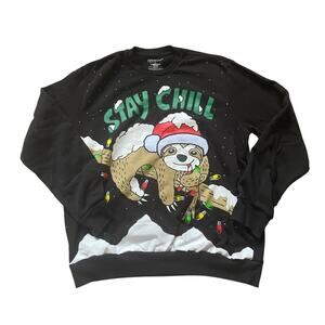 Hybrid Apparel Stay Chill Sloth Holiday Sweater Size large Cotton Blend Unisex